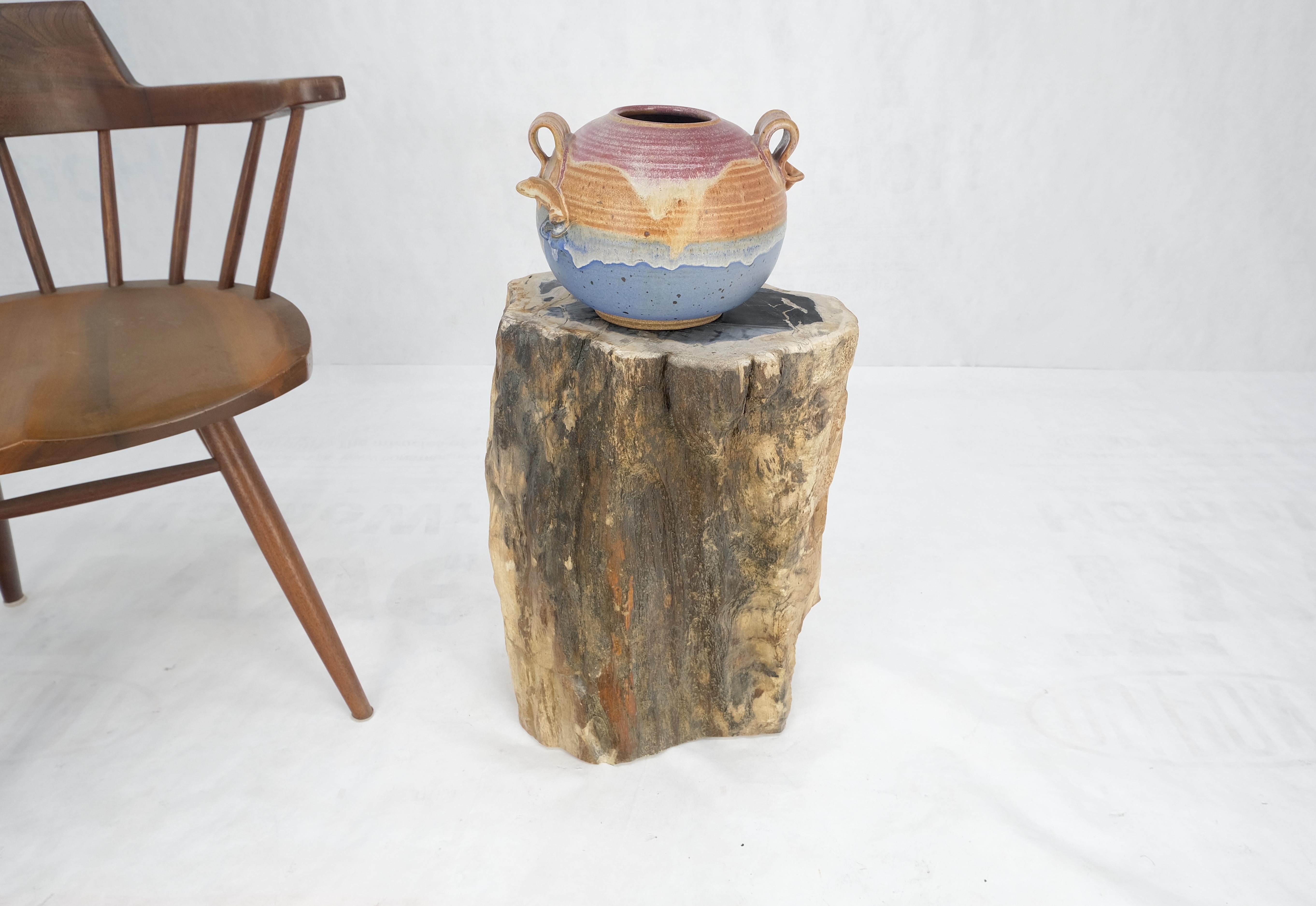 Beige Schwarz Versteinertes Holz Organic Stomp Shape Stand End Side Table Pedestal im Zustand „Gut“ im Angebot in Rockaway, NJ