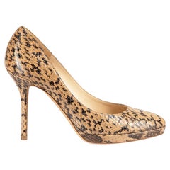 Beige & Black Snakeskin Leather Pumps Size IT 35.5