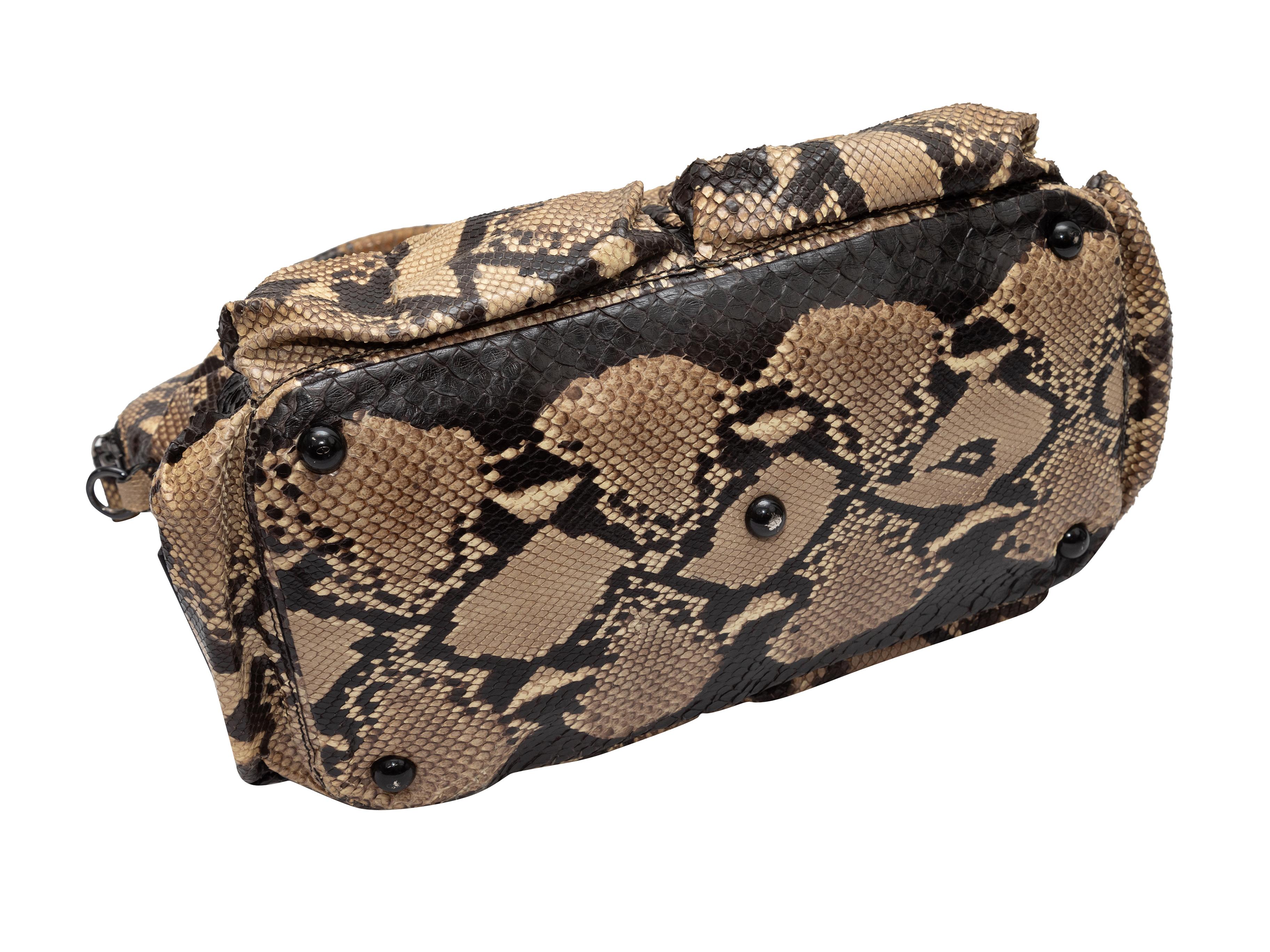 Beige & Black Valentino Python Shoulder Bag In Good Condition For Sale In New York, NY