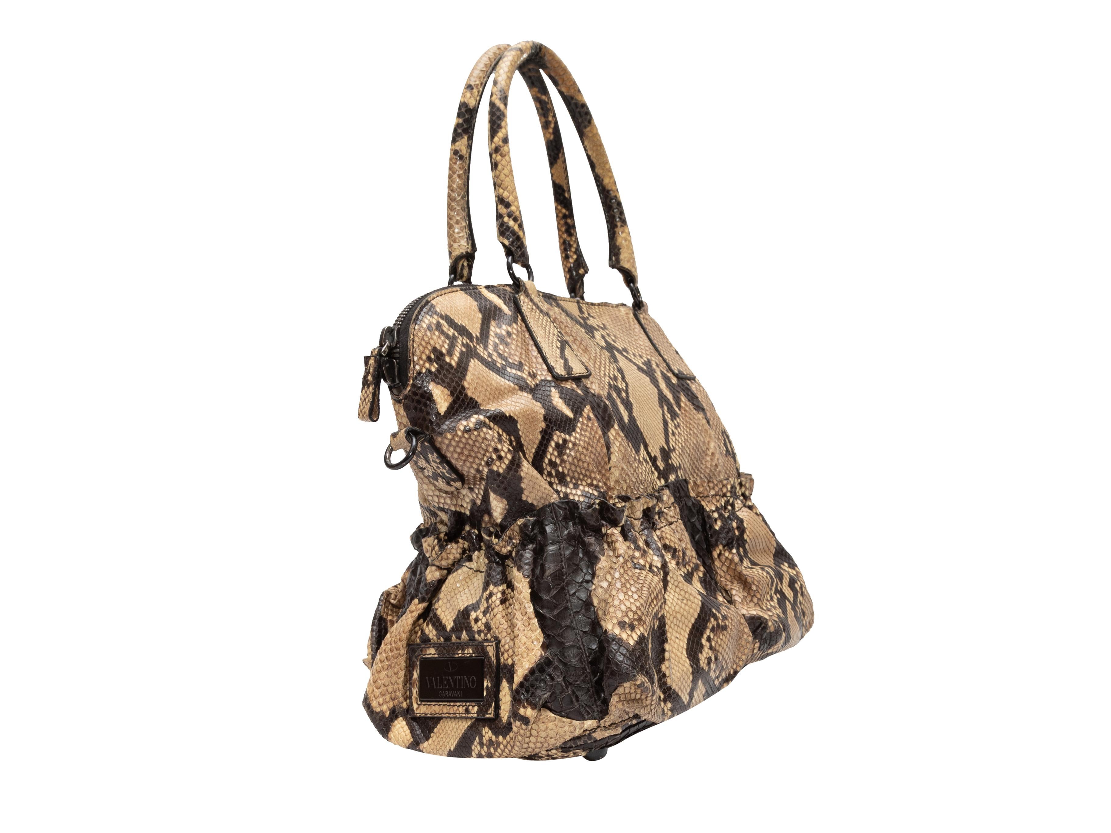 Women's Beige & Black Valentino Python Shoulder Bag For Sale