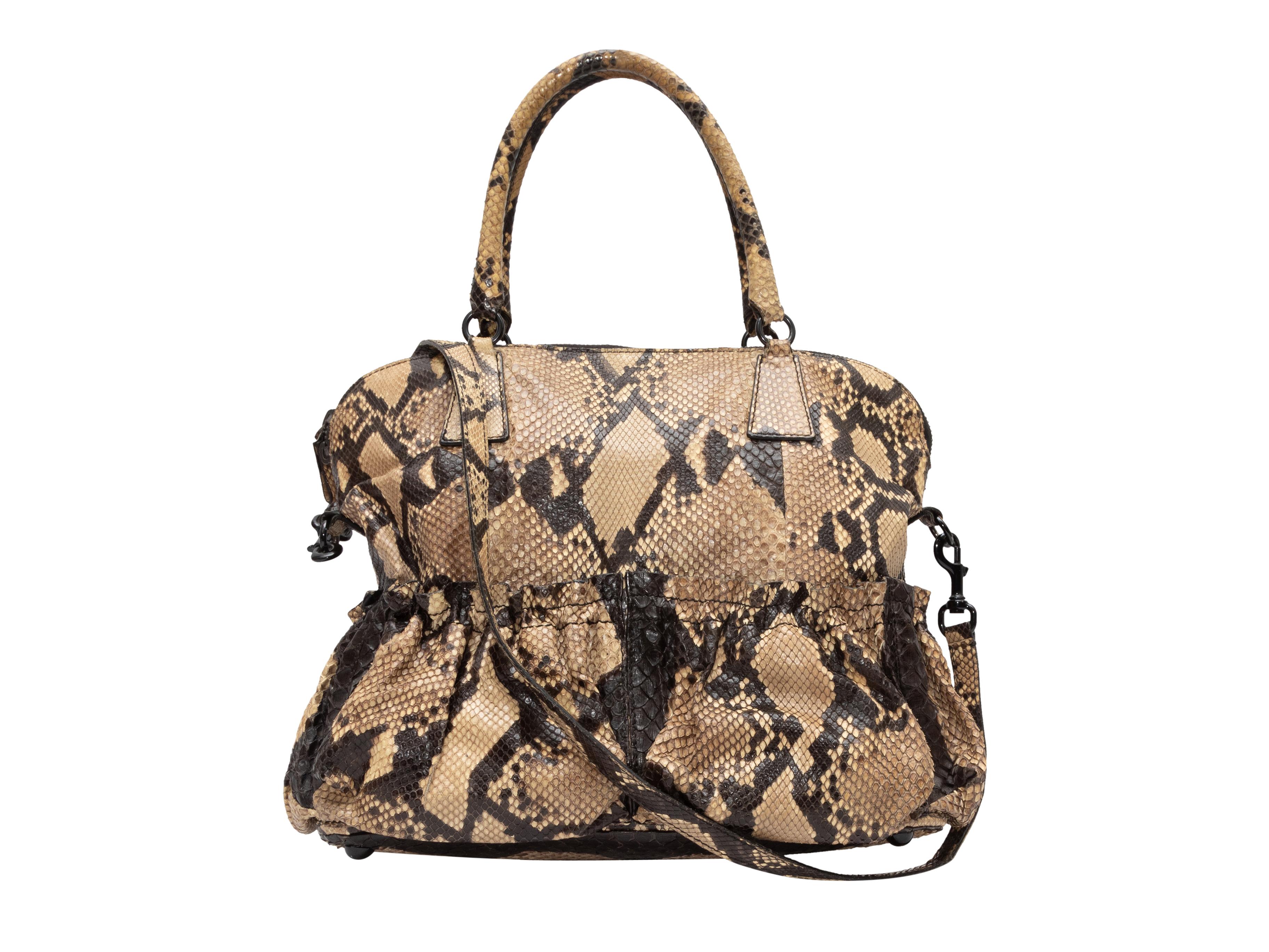 Beige & Black Valentino Python Shoulder Bag For Sale 1