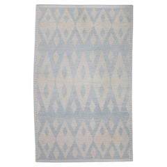 Beige & Blue 21st Century Modern Moroccan Style Wool Rug 8'8" X 12'10"