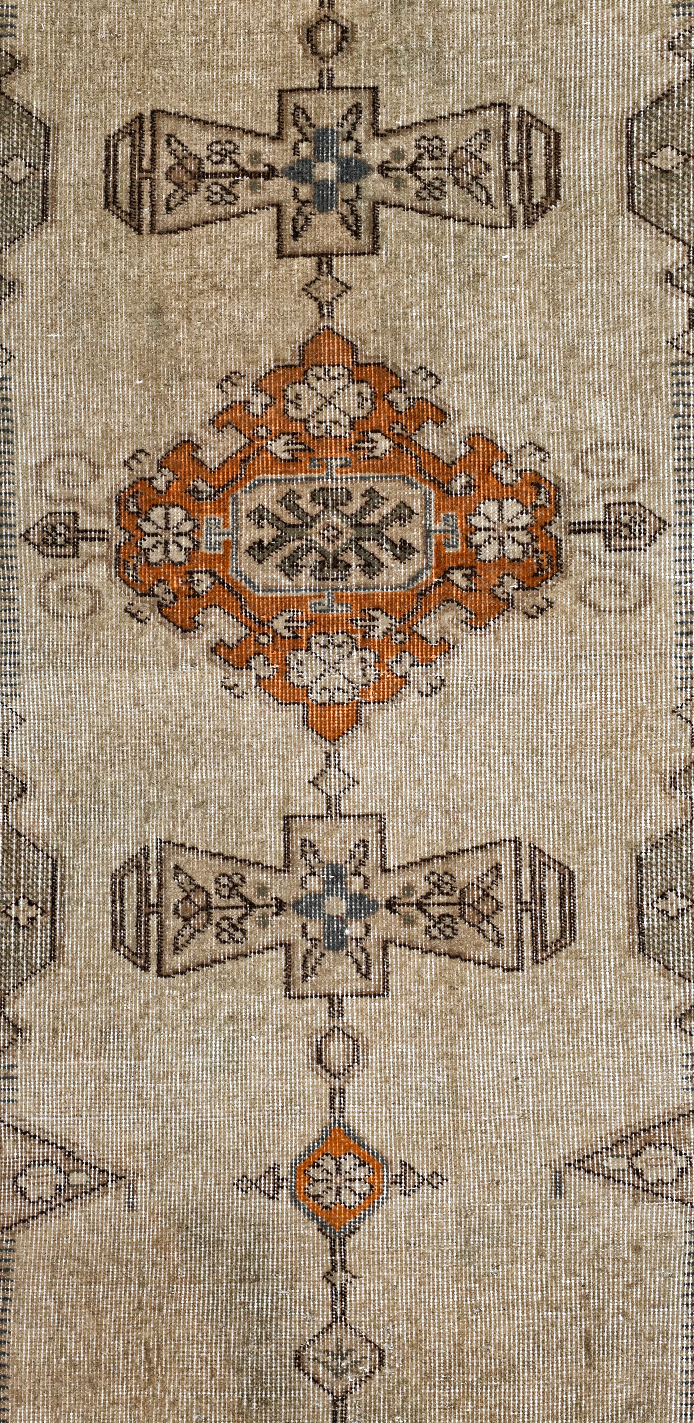 Hand-Knotted Beige, Blue and Ivory Handmade Wool Turkish Old Anatolian Konya Distressed Rug For Sale