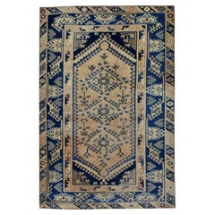 Türkischer Vintage-Teppich in Beige & Blau 3'11" x 6'