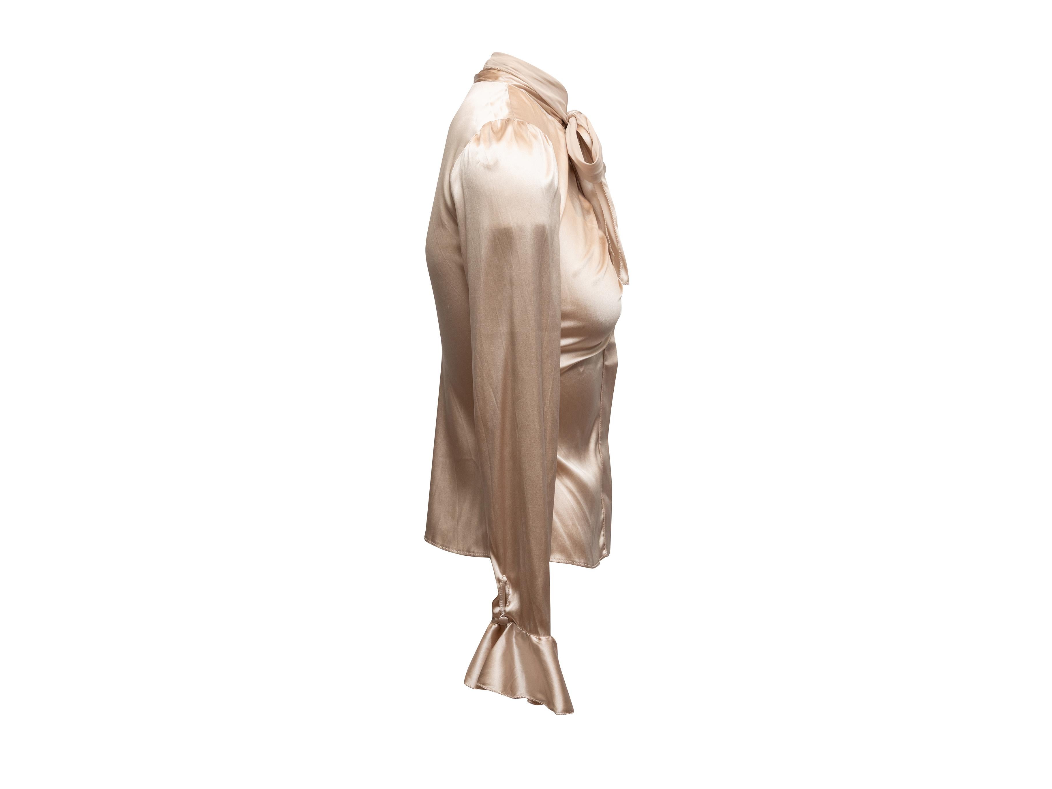Blusa con lazo de seda beige Blumarine Talla IT 38 Beige en venta