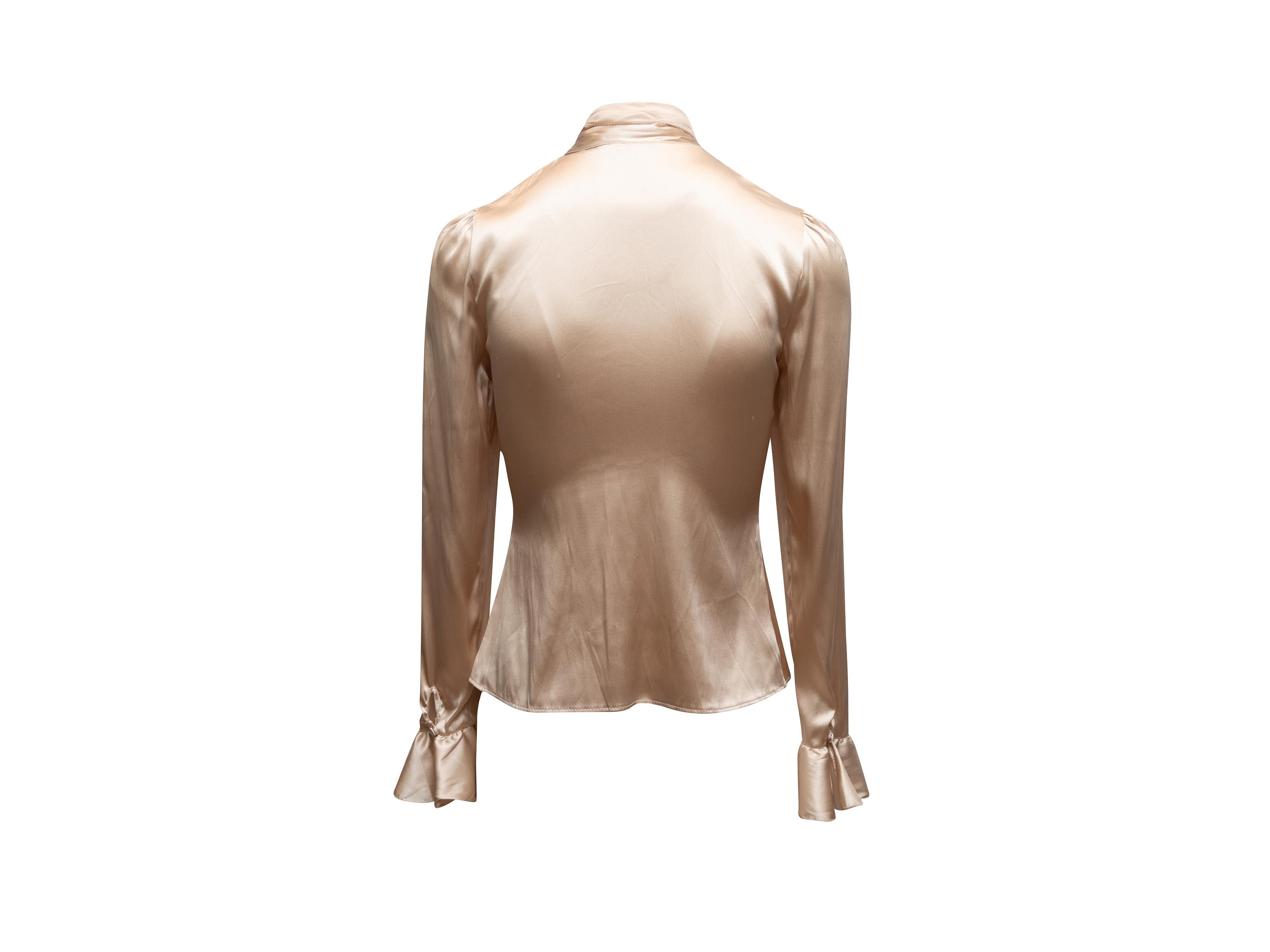 Blusa con lazo de seda beige Blumarine Talla IT 38 en Bueno estado para la venta en New York, NY