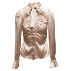 Blumarine beige in seta con fiocco taglia IT 38