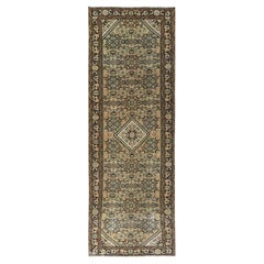 Handgeknüpfter persischer Vintage-Teppich aus reiner Hamadan- reiner Wolle in Beige, böhmisch