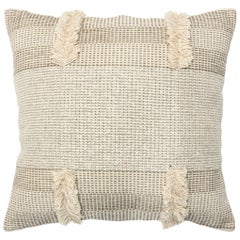Cuscino in lana e cotone beige in stile boho chic contemporaneo