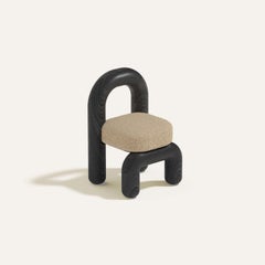 Beige Boucle Black Oak Lithic Dining Chair by Maha Alavi Studio
