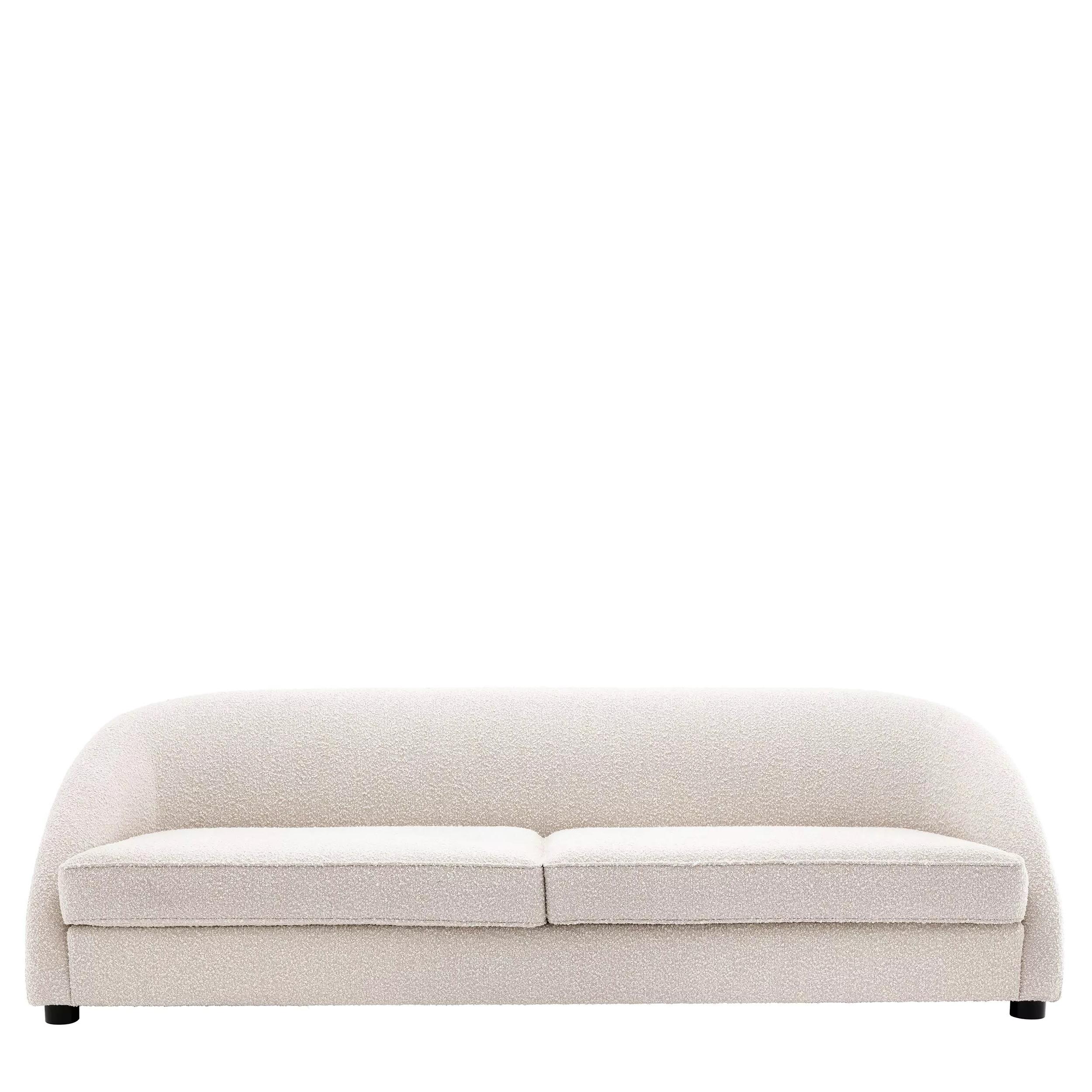 Gebogenes Sofa aus beigem Bouclé-Stoff und schwarzen Holzfüßen (21. Jahrhundert und zeitgenössisch) im Angebot