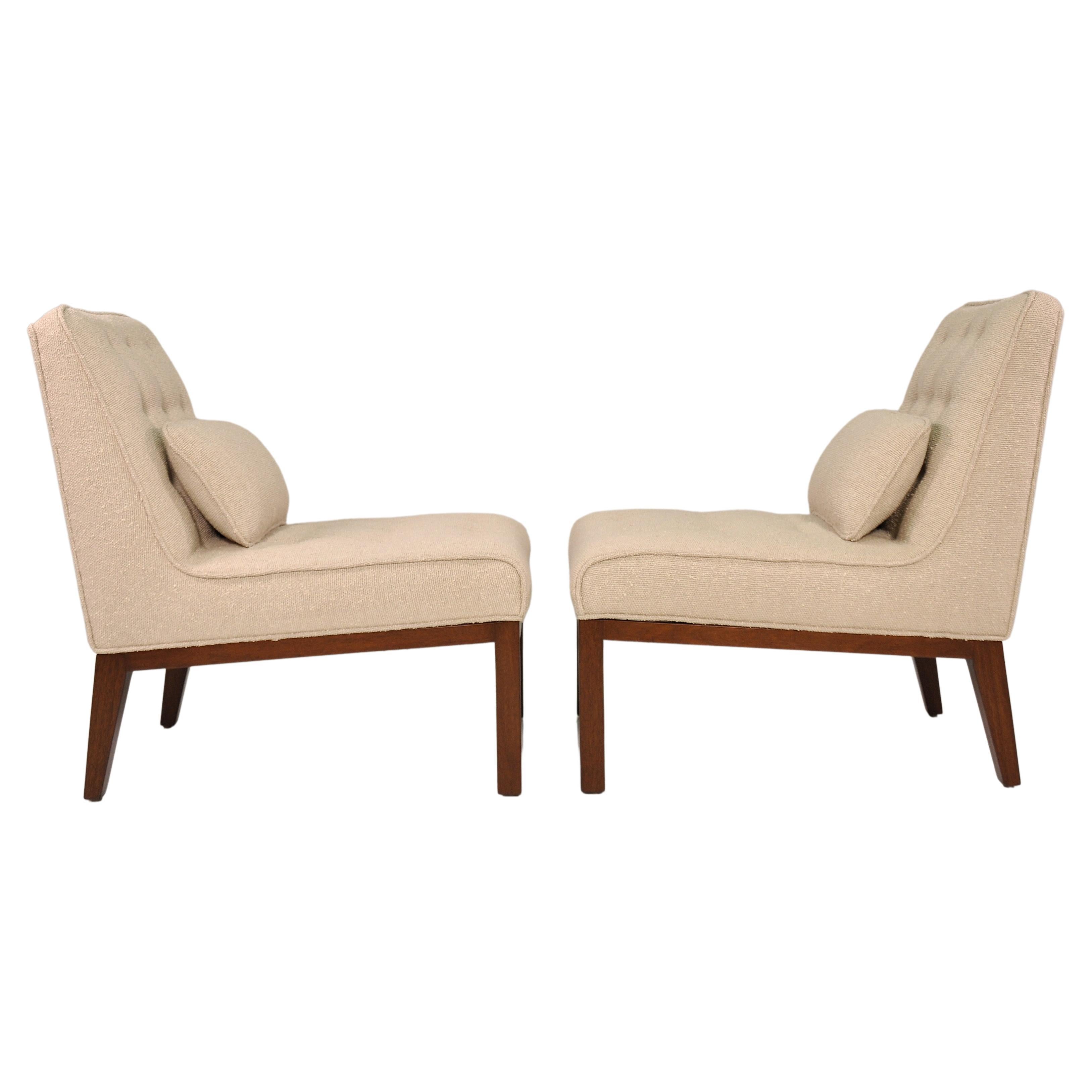 Chaise Sophia en bouclé beige par Edward Wormley pour Dunbar - une paire