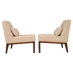 Sedia pantofola Sophia in bouclé beige di Edward Wormley per Dunbar - una coppia