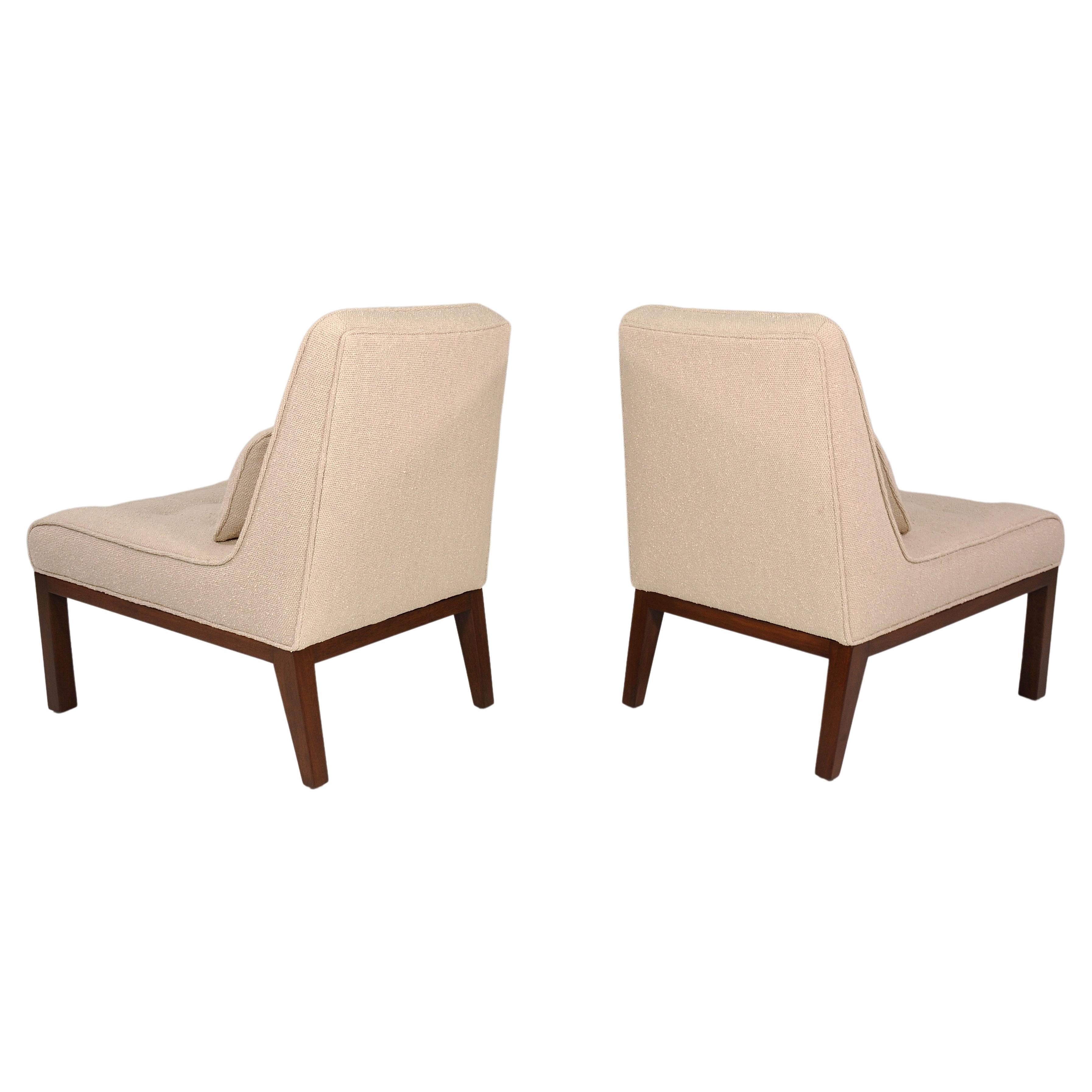 Beige Bouclé Sophia Slipper Chair by Edward Wormley for Dunbar - a Pair For Sale 1