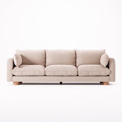 Beige Bouclé Three-Seater Sofa, Model Miles