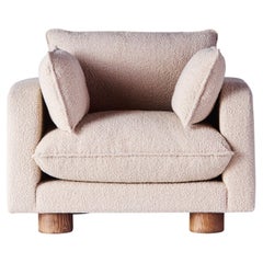 Beige Bouclé Upholstered Armchair, Model Miles