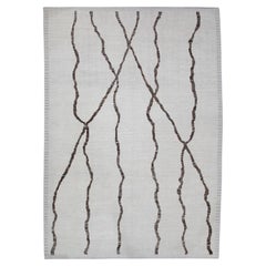 Beige & Brown 21st Century Modern Moroccan Style Wool Rug 9'7" X 13'8"