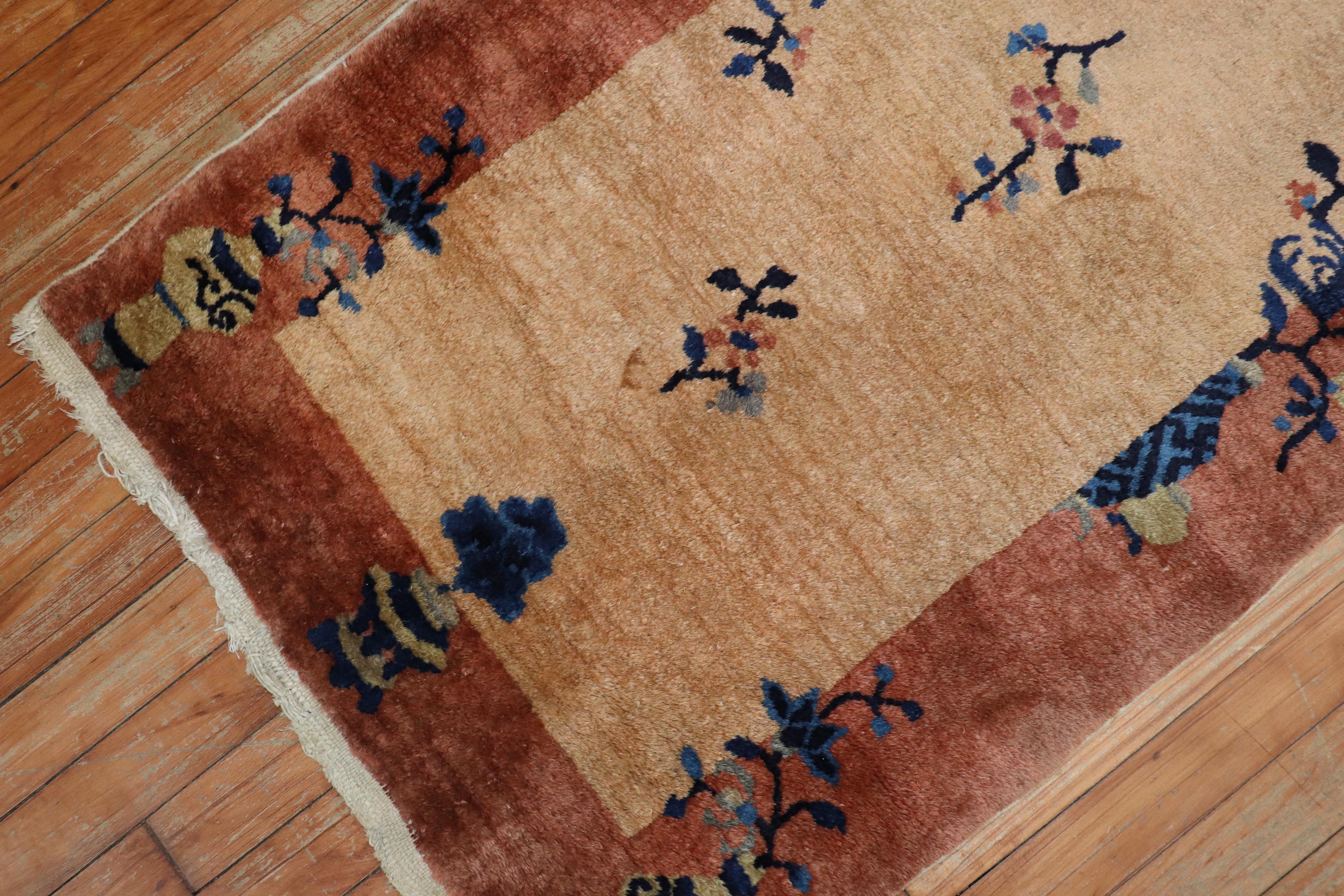 Chinese Beige Brown Art Deco Rug