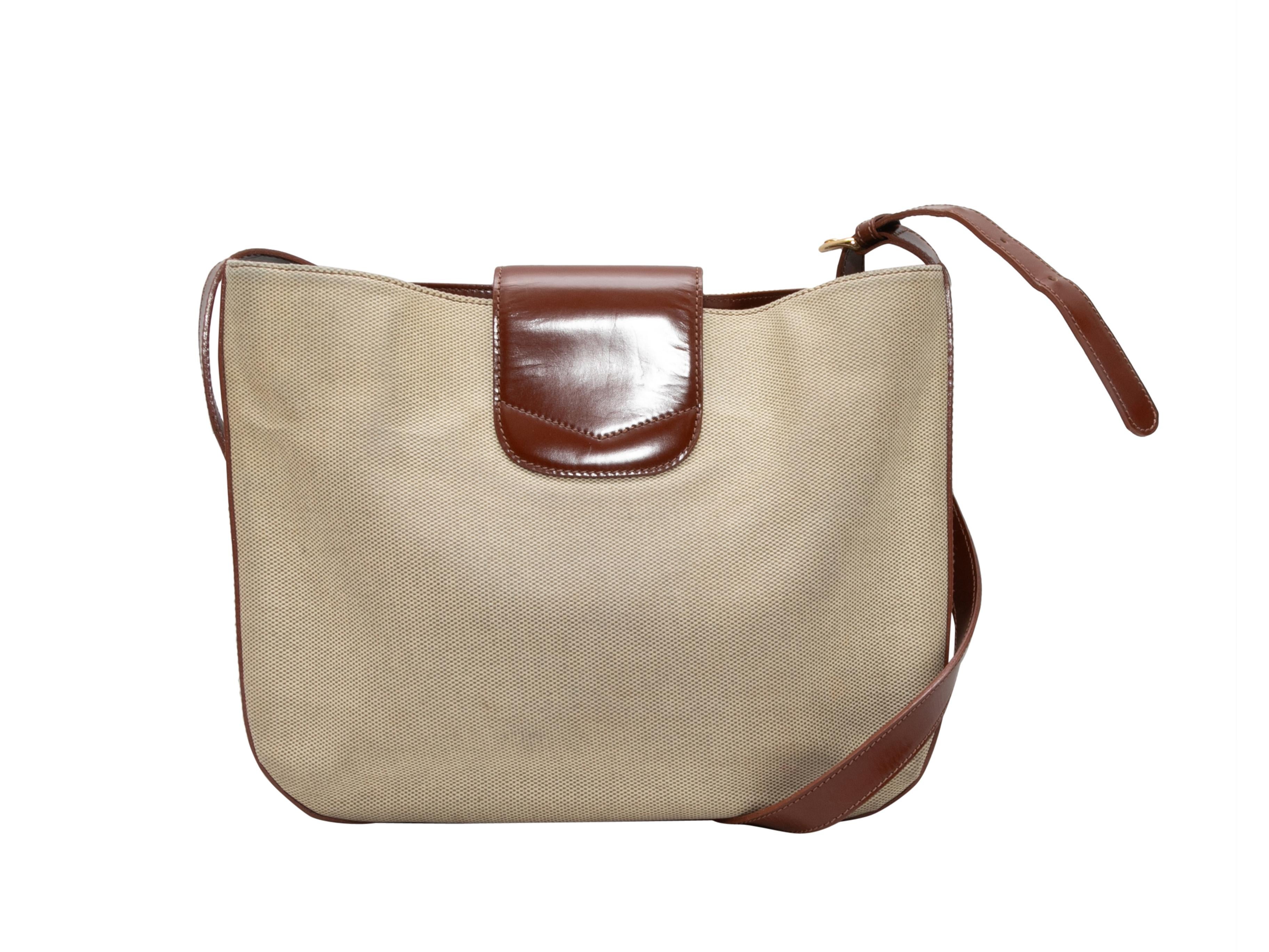 Bolso de hombro de lona Bally beige y marrón en Bueno estado para la venta en New York, NY