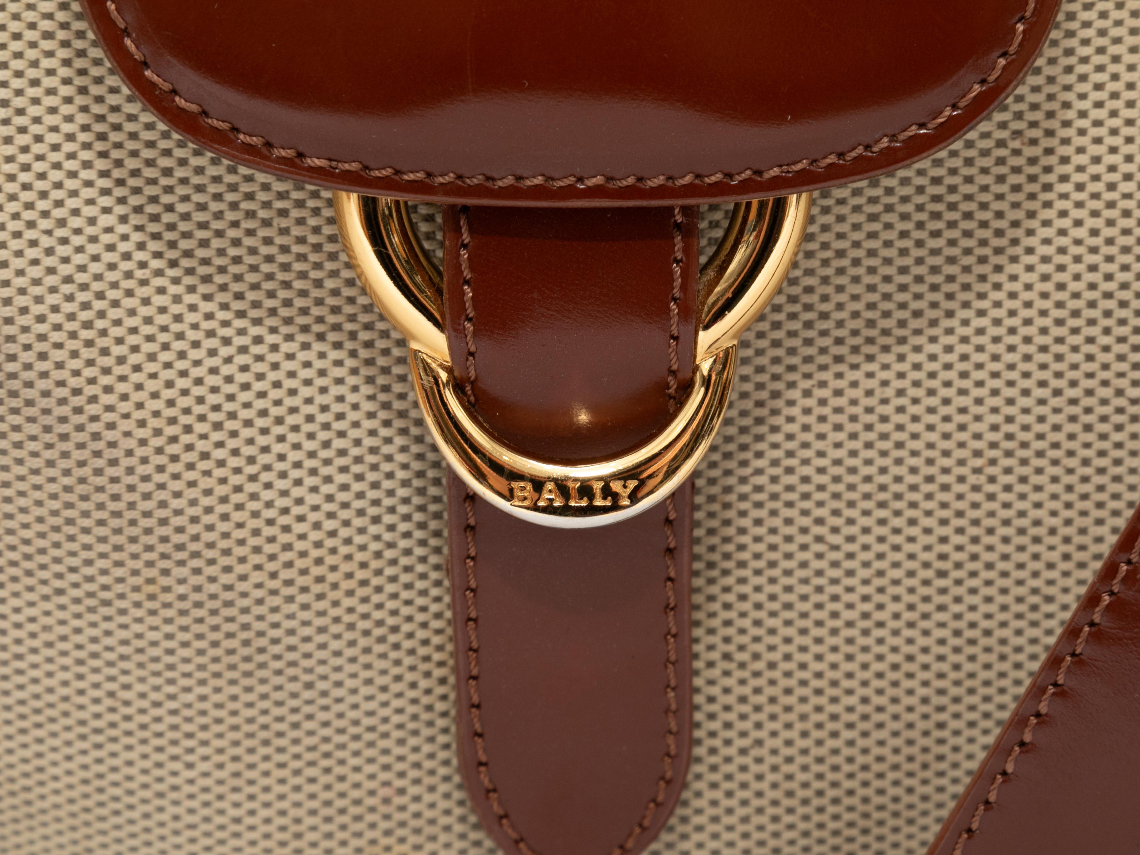Bolso de hombro de lona Bally beige y marrón en venta 2