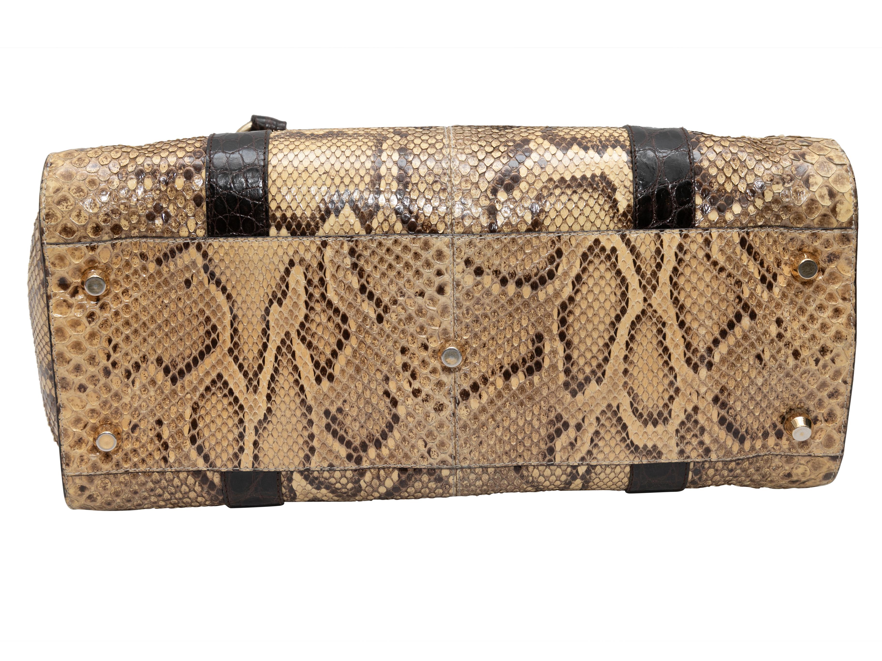 Borsa a manico superiore in pitone beige e marrone di Dolce & Gabbana In condizioni buone in vendita a New York, NY