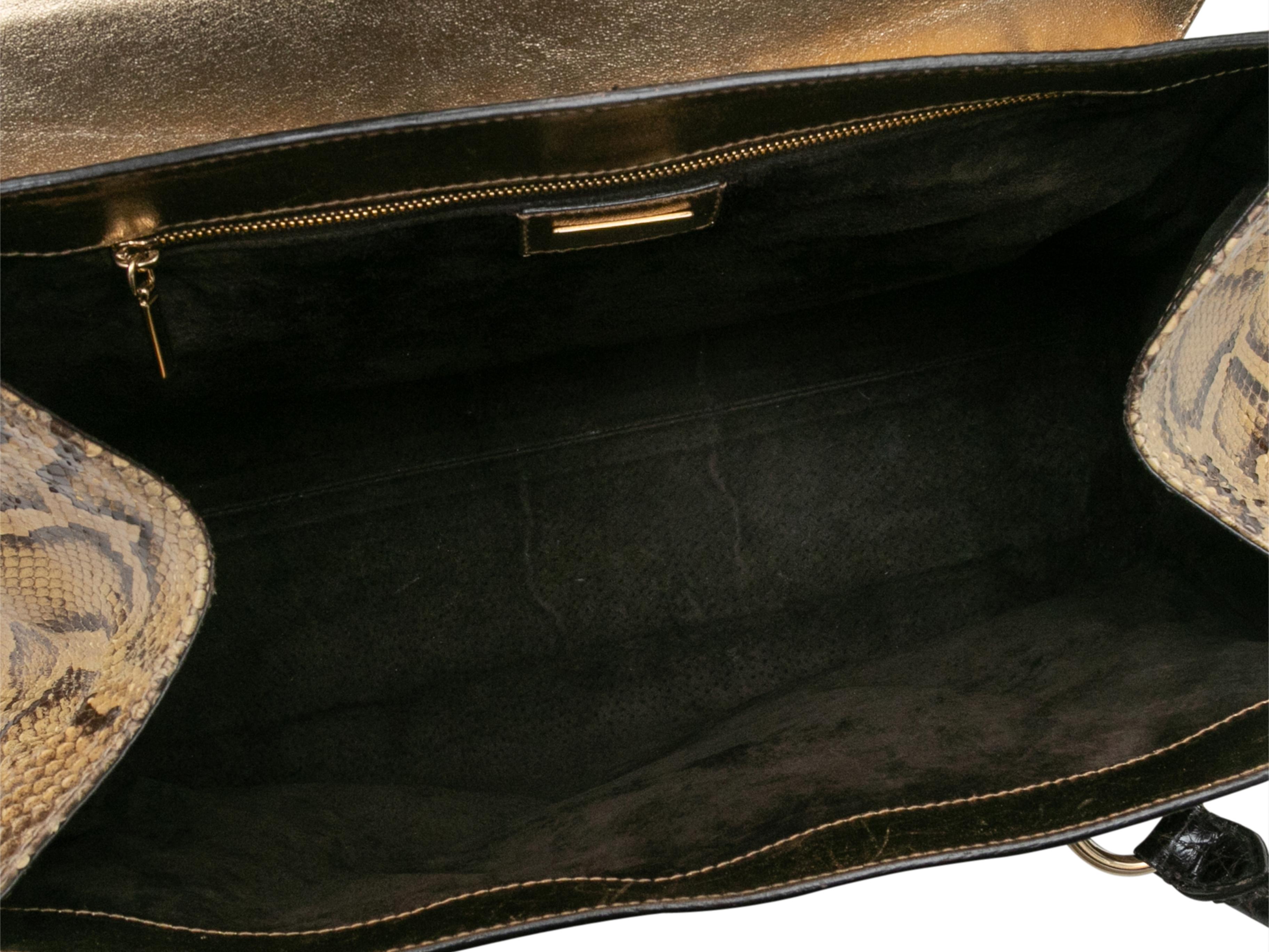 Borsa a manico superiore in pitone beige e marrone di Dolce & Gabbana in vendita 1