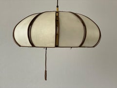 Beige & Brown Leather Adjustable Counterweight Pendant Lamp, 1960s, Germany