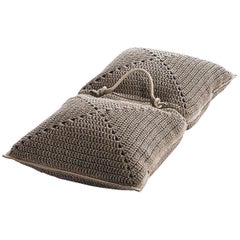 21st Century Asian Beige Brown Outdoor Indoor Handmade Floor Cushion