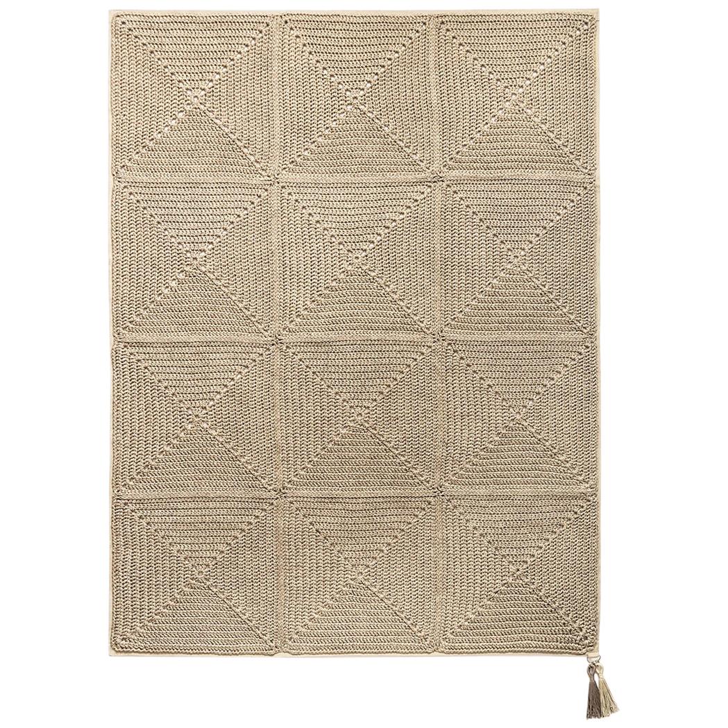 21st Century Asian Brown Beige Outdoor Indoor Medium Rug Handmade