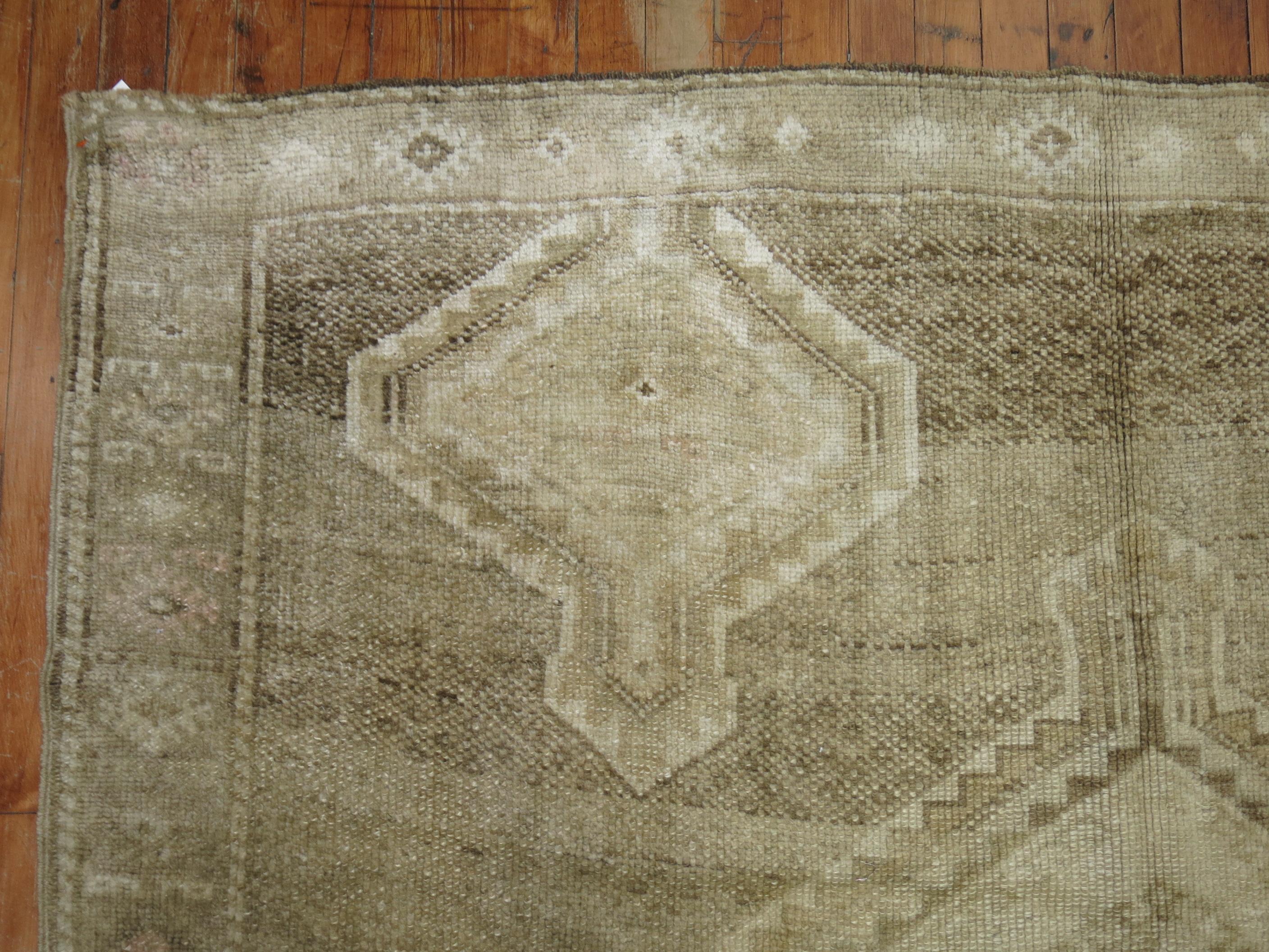 Beige Brown Turkish Gallery Runner In Good Condition For Sale In New York, NY