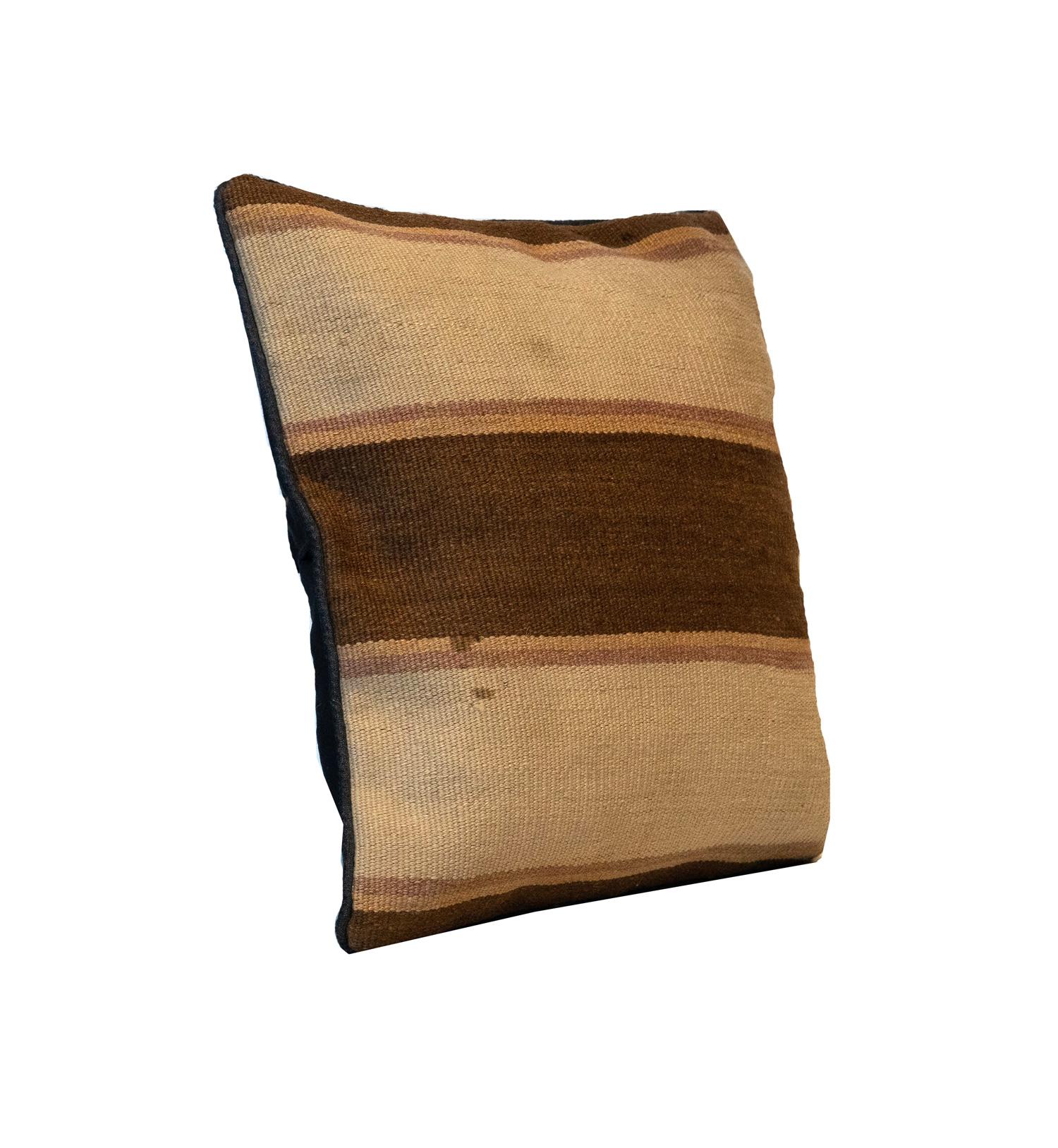 Afghan Beige Brown Wool Kilim Cushion Cover Handwoven Oriental Scatter Cushion