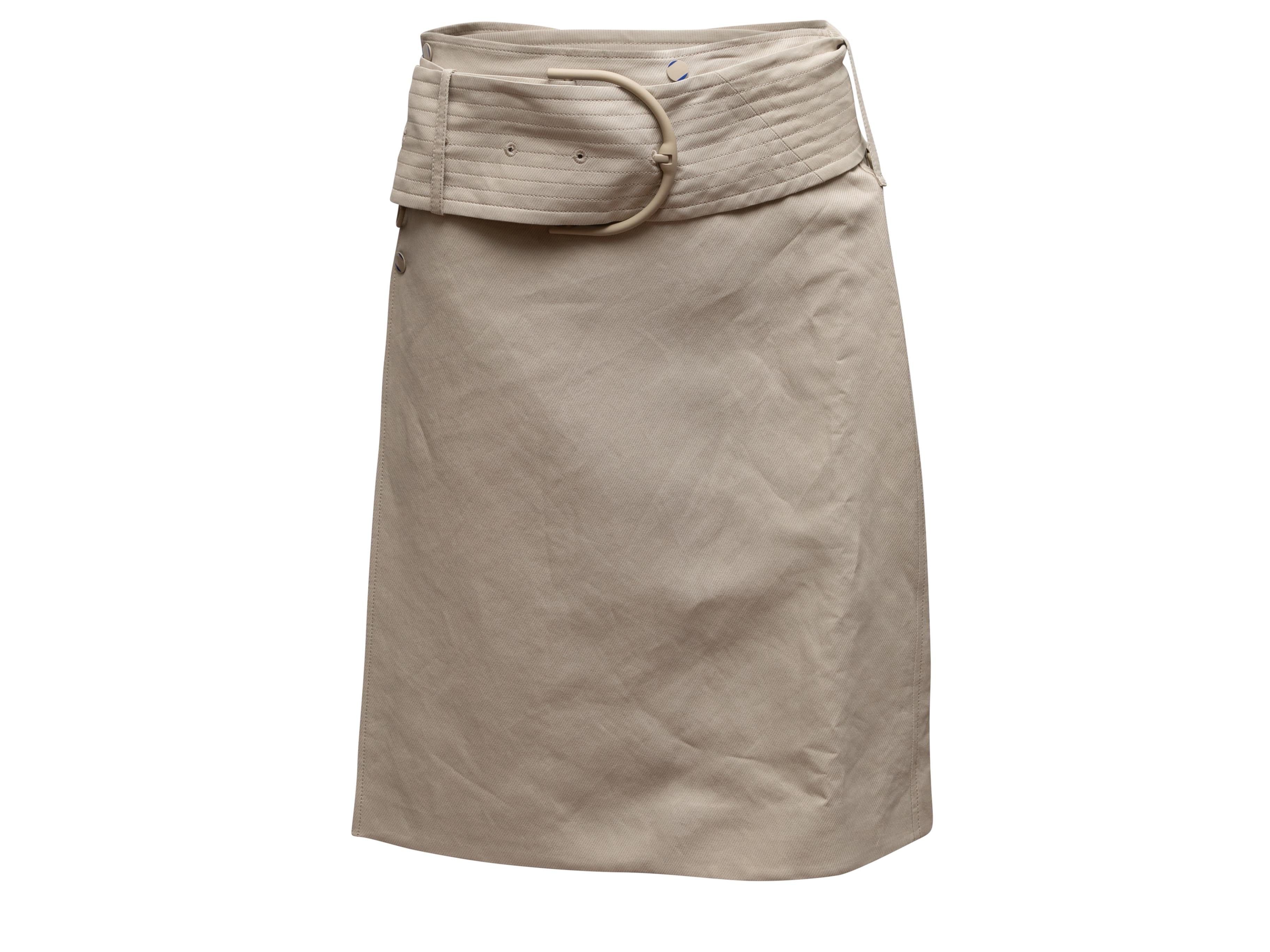 Beige Burberry Belted Knee-Length Skirt Size US 8