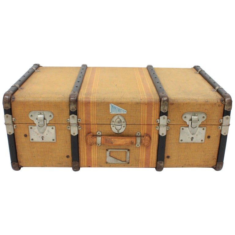 Hermès Extra Large Toile Two-Tone Suitcase Steamer Trunk Luggage 23680 –  Bagriculture
