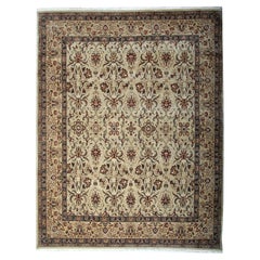 Beige Carpet All Over Wool Area Rug Traditional Floral Rug