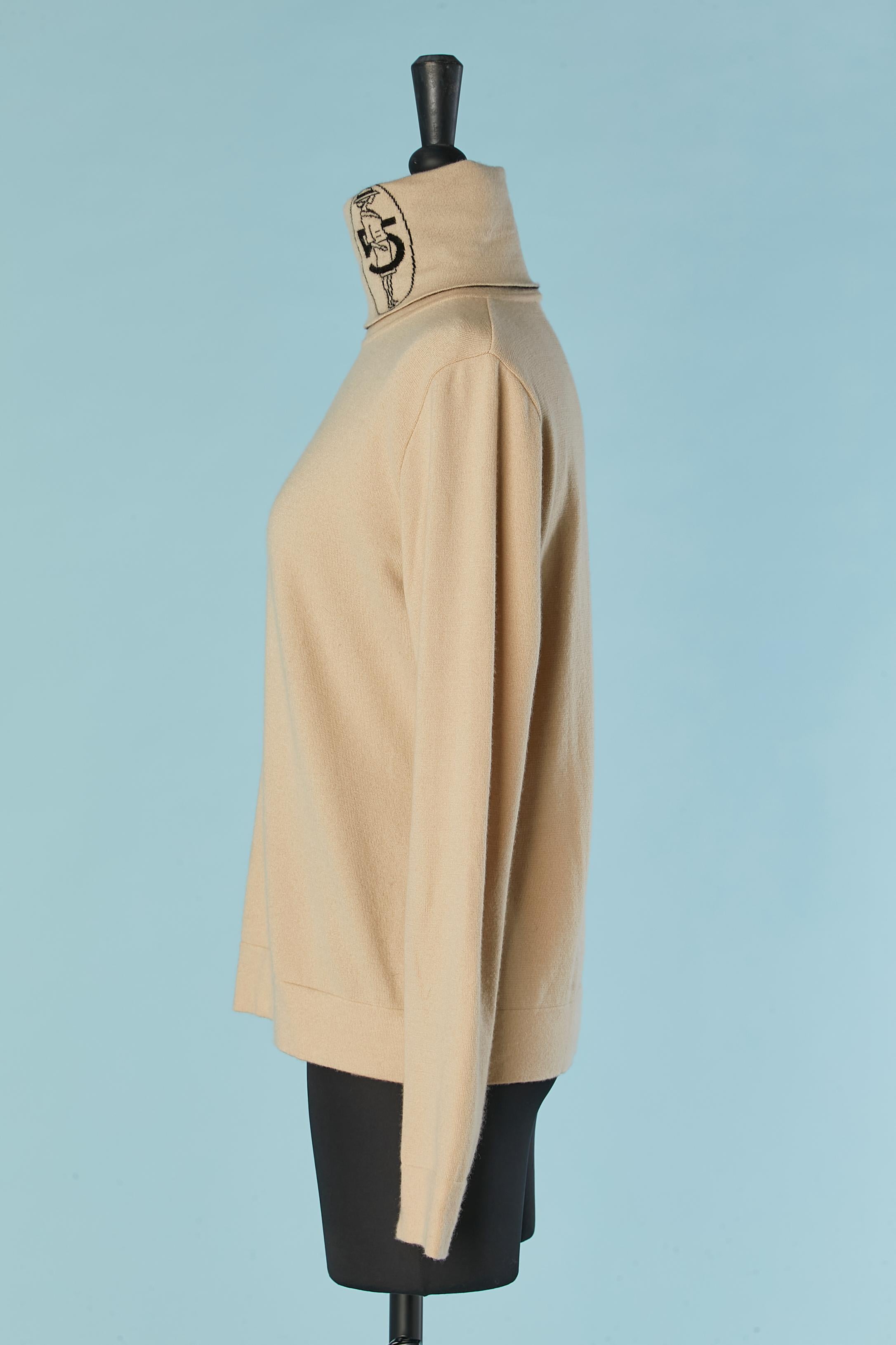 Beige cashmere turtle neck sweater Chanel For Sale 1
