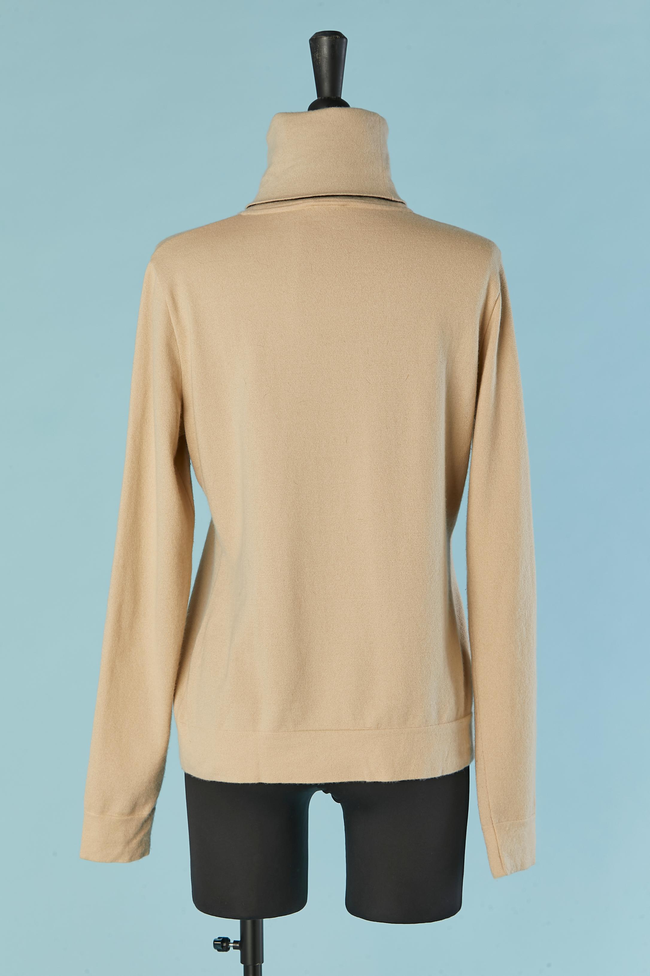 Beige cashmere turtle neck sweater Chanel For Sale 2