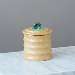 Beige Ceramic Art Deco Lidded Box by Upsala Ekeby, Sweden, 1930s.