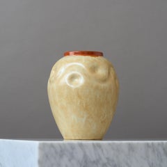 Vase Art Déco en céramique beige par Upsala Ekeby, Suède, années 1930