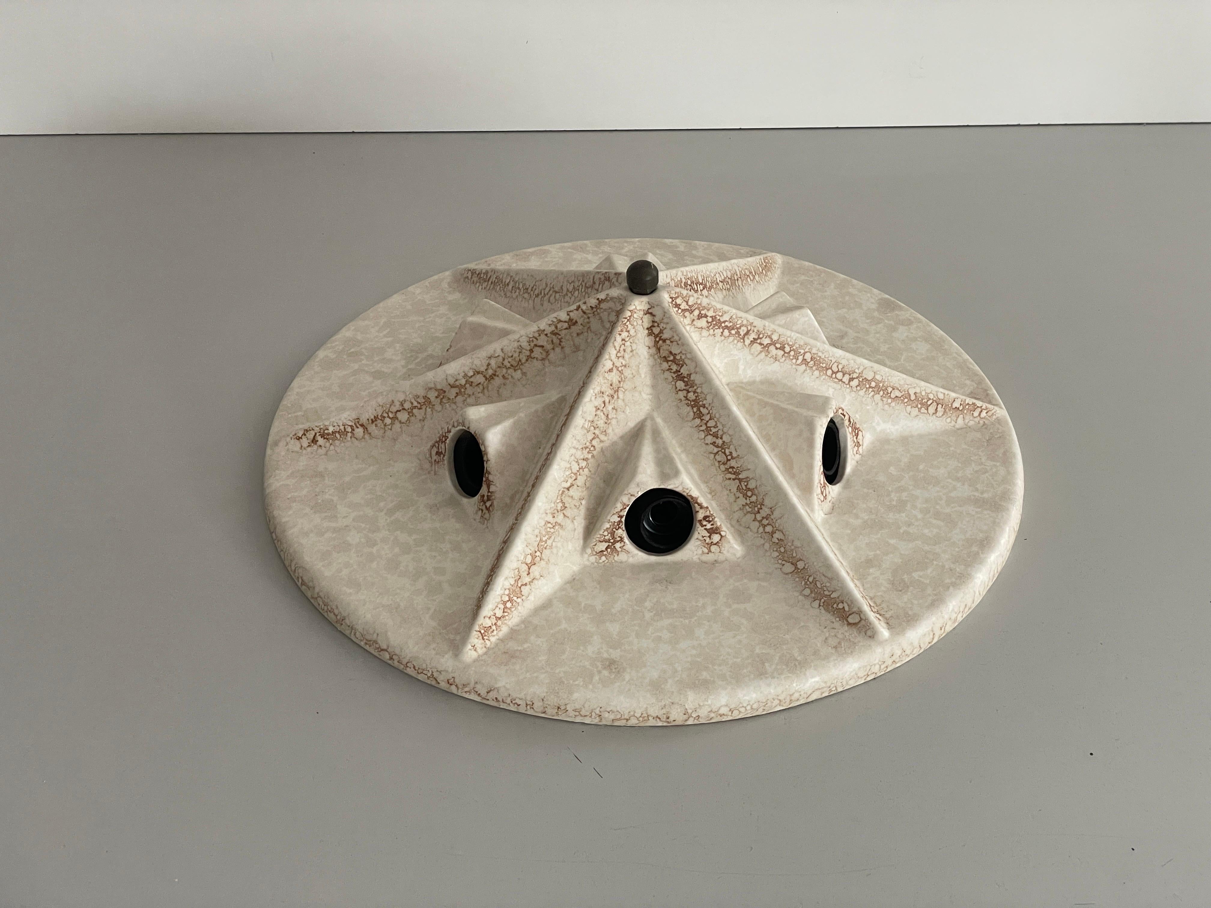 Mid-Century Modern Plafonnier en céramique beige de Pan Leuchten, 1970, Allemagne en vente