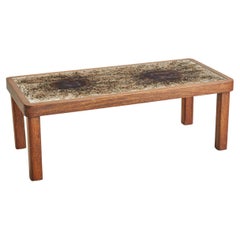 Tavolino da caffè in piastrelle di ceramica beige con struttura in Wood di Jean D'Asti, Francia anni '60
