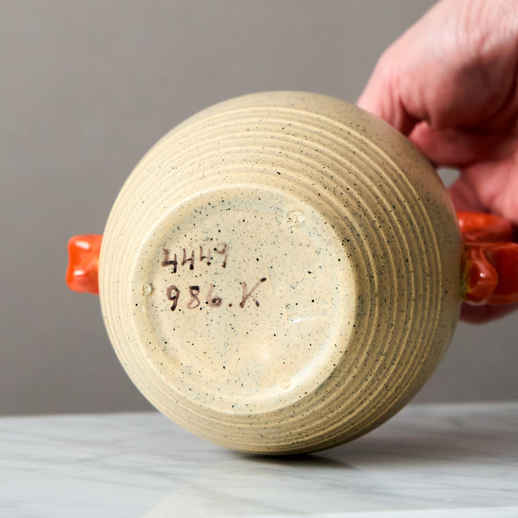 Beige Ceramic Vase by Eva Jancke Bjork for Bo Fajans, Sweden, 1940s For Sale 2