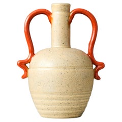 Beige Ceramic Vase by Eva Jancke Bjork for Bo Fajans, Sweden, 1940s