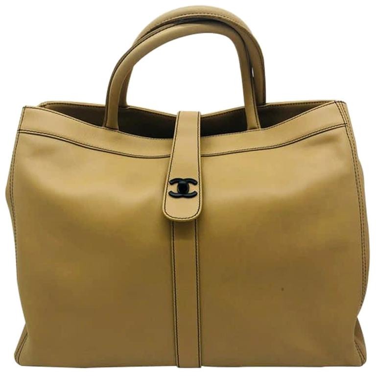 Beige Chanel Large Tote Bag For Sale