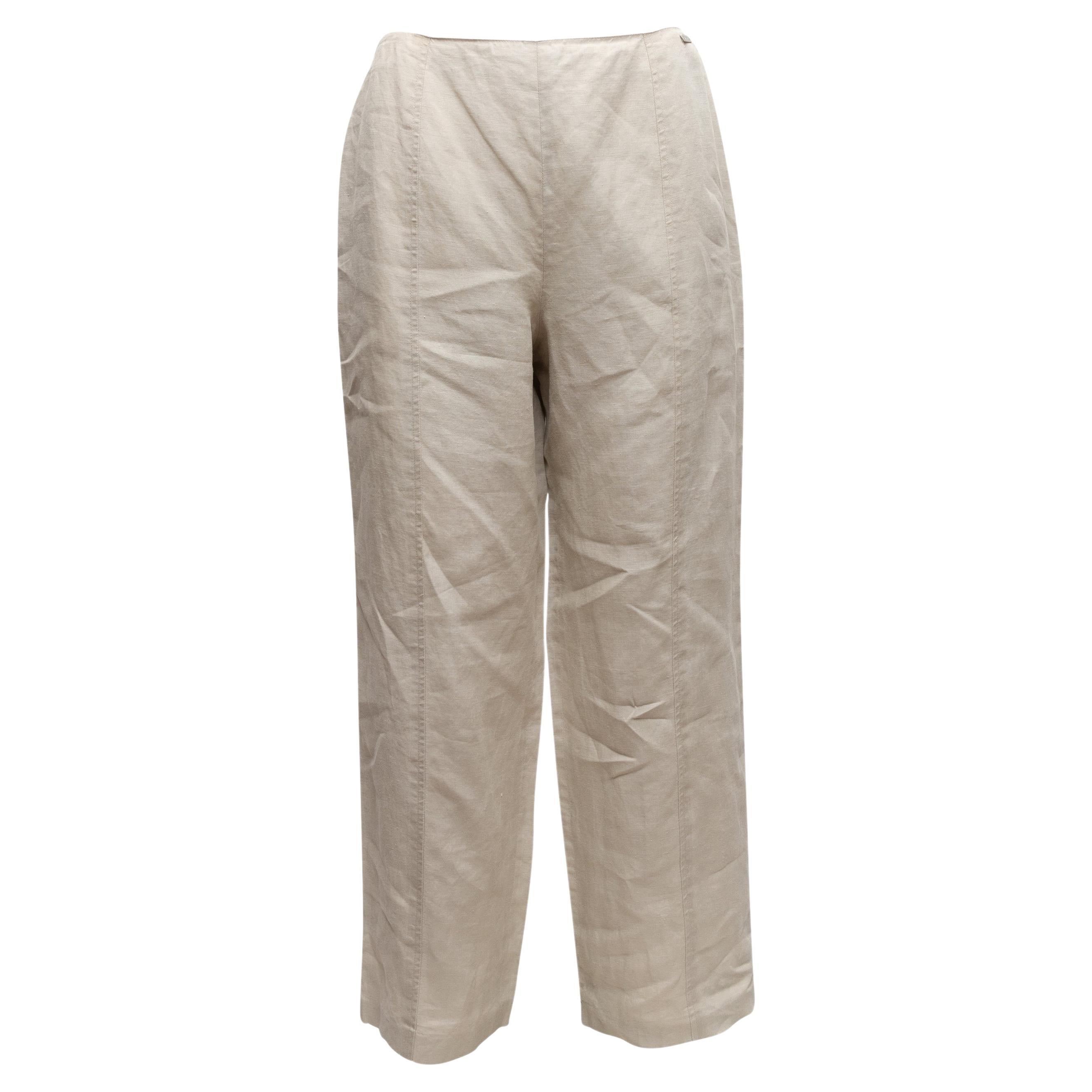 Chanel Pantalon en lin beige taille FR 42