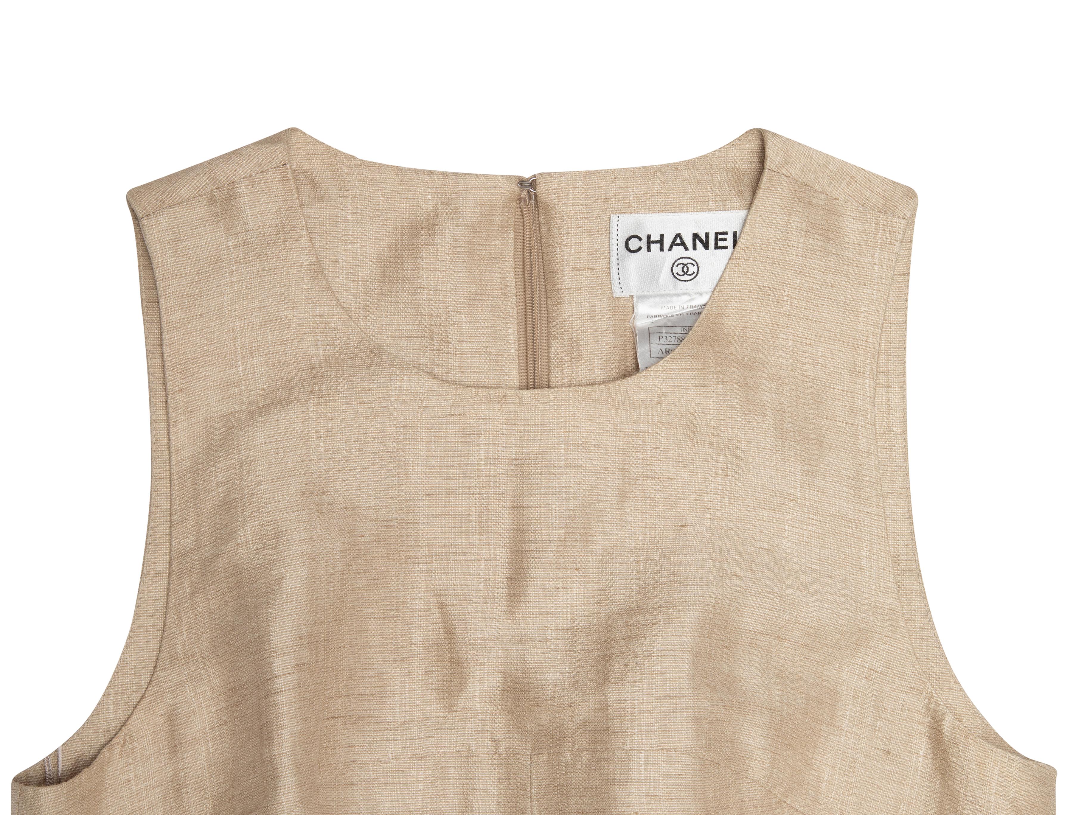Women's or Men's Beige Chanel Sleeveless Linen Dress