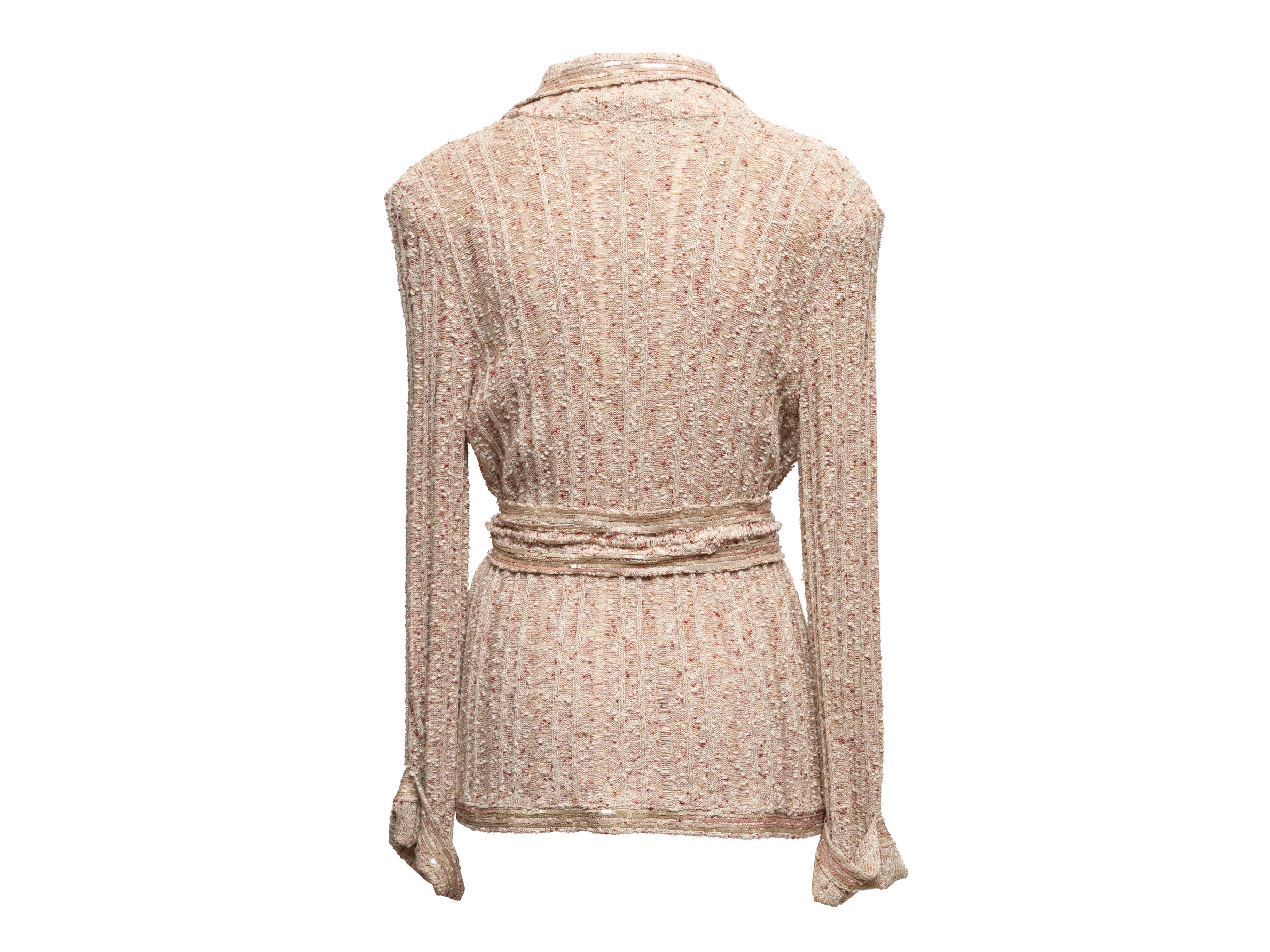 Beige Chanel Spring/Summer 2006 Knit Jacket Size FR 48 In Good Condition For Sale In New York, NY