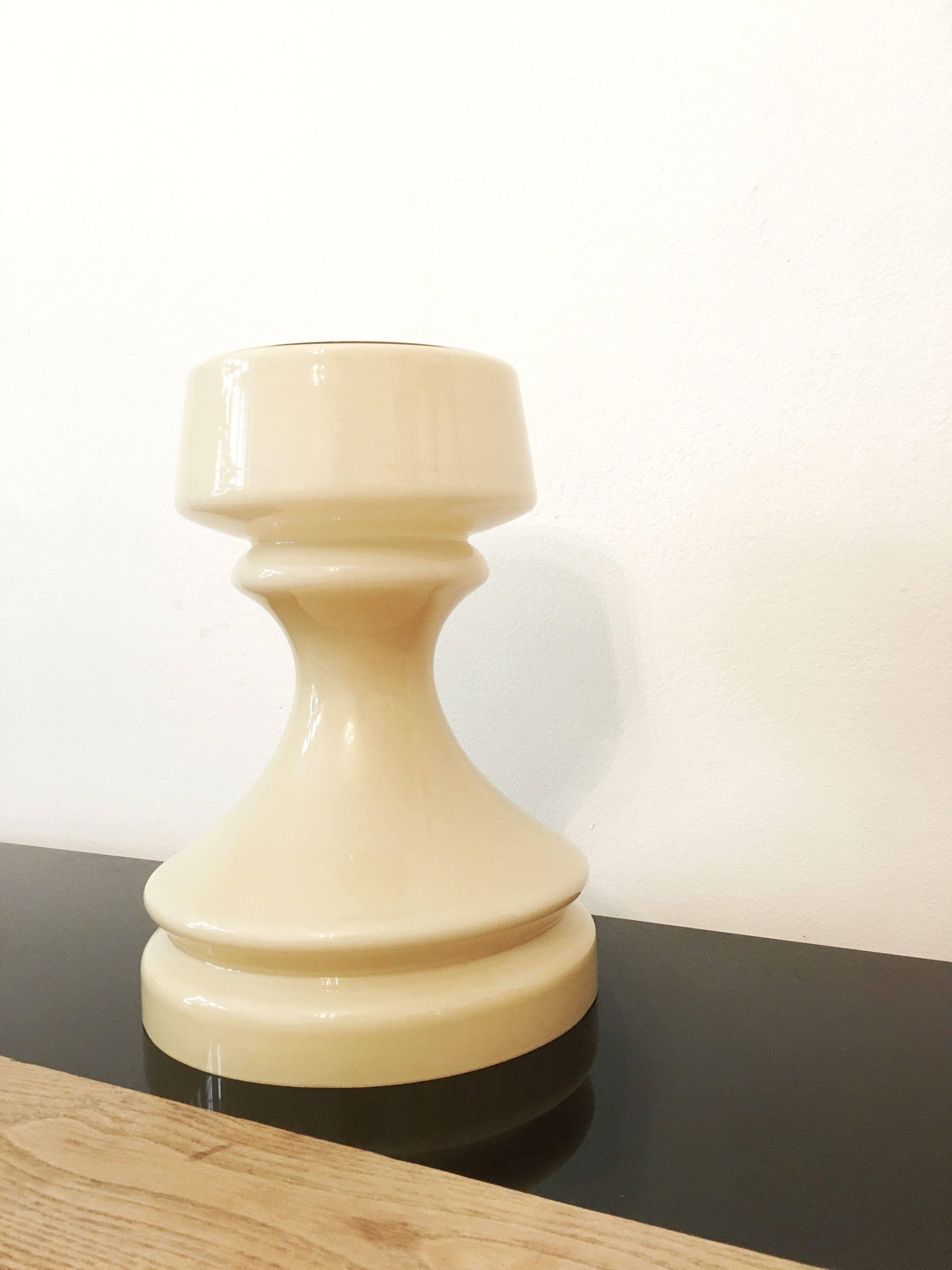 Mid-Century Modern Beige Chess Glass Table Lamp by Ivan Jakes, 1960s For Sale