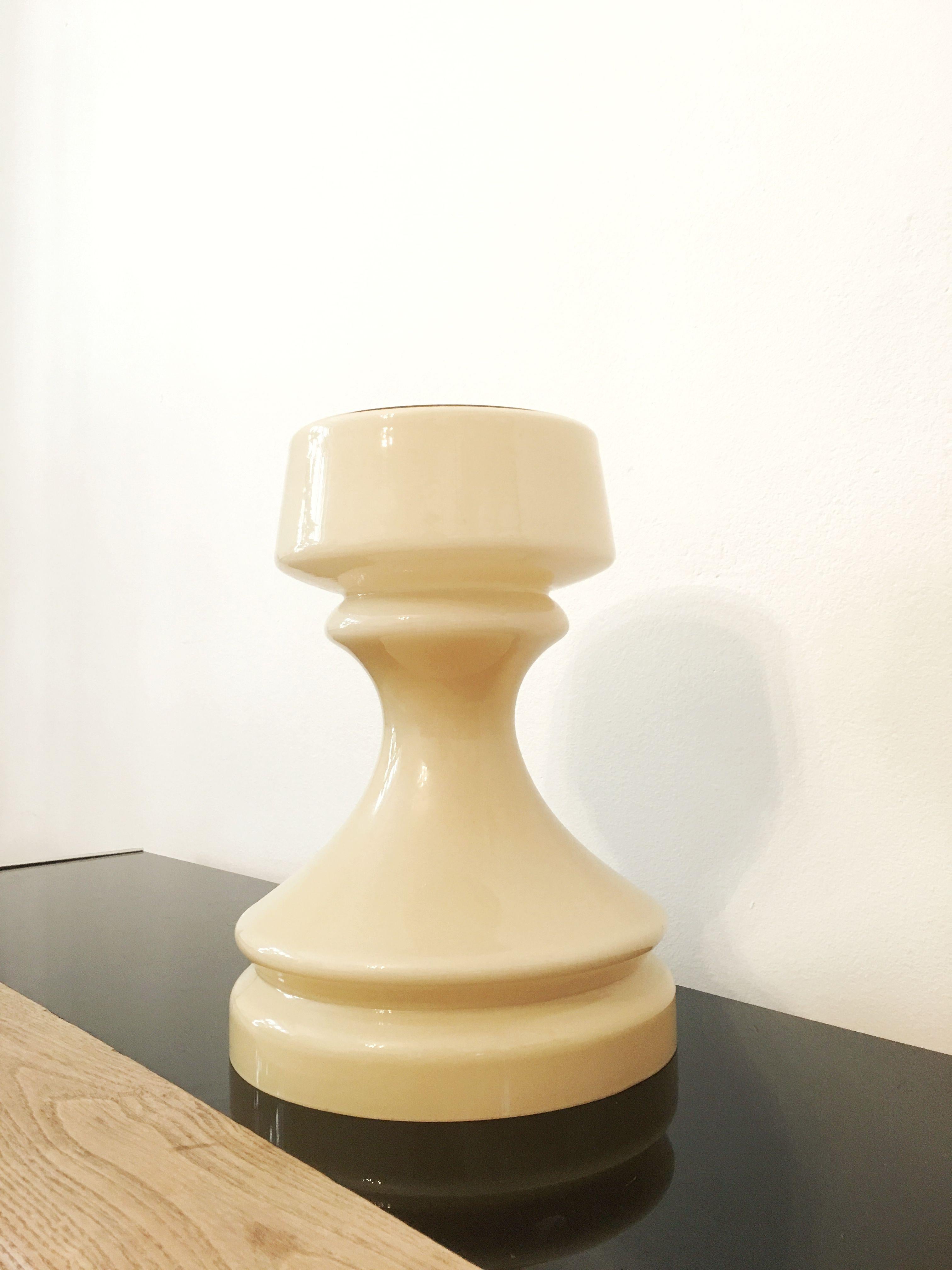 Czech Beige Chess Glass Table Lamp by Ivan Jakes, 1960s For Sale