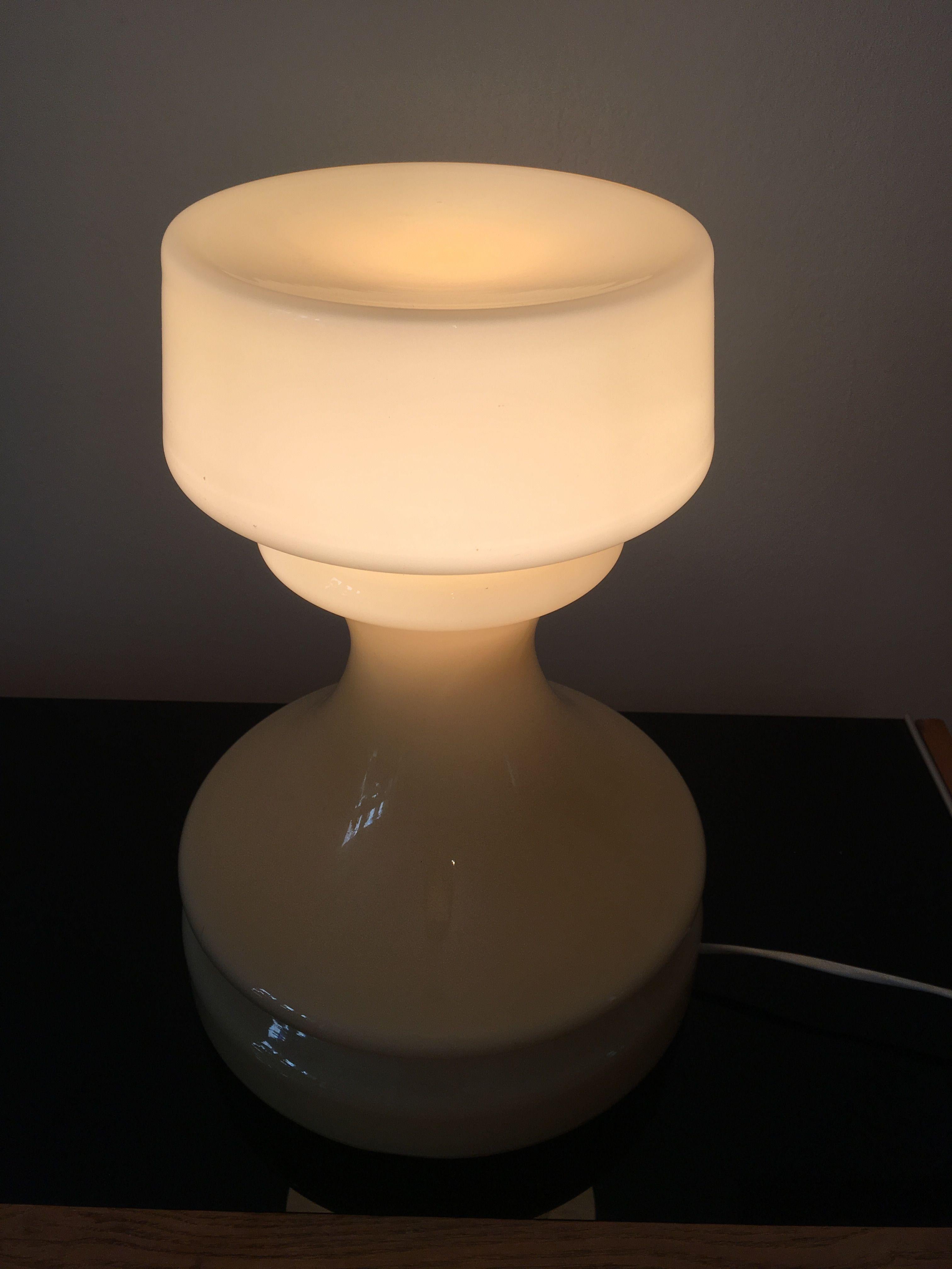 Beige Chess Glass Table Lamp by Ivan Jakes, 1960s For Sale 1