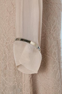 Beige chiffon and lace cocktail dress with attached bracelets Chloé